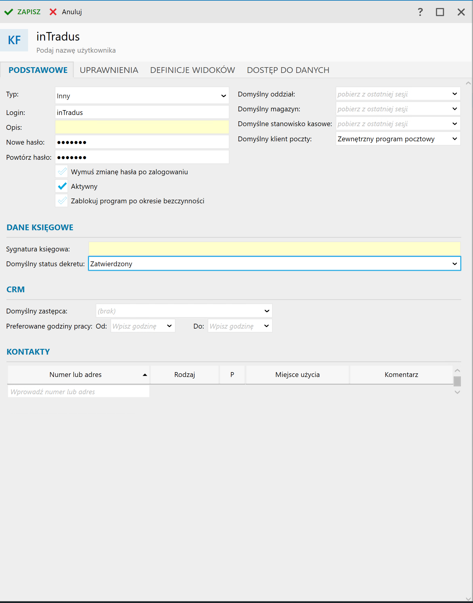 Dodawnie użytkownika w Subiekt nexo PRO
